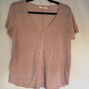 Pink Project Social T Shirt Soft Pink Frayed edge Medium womens - 0423